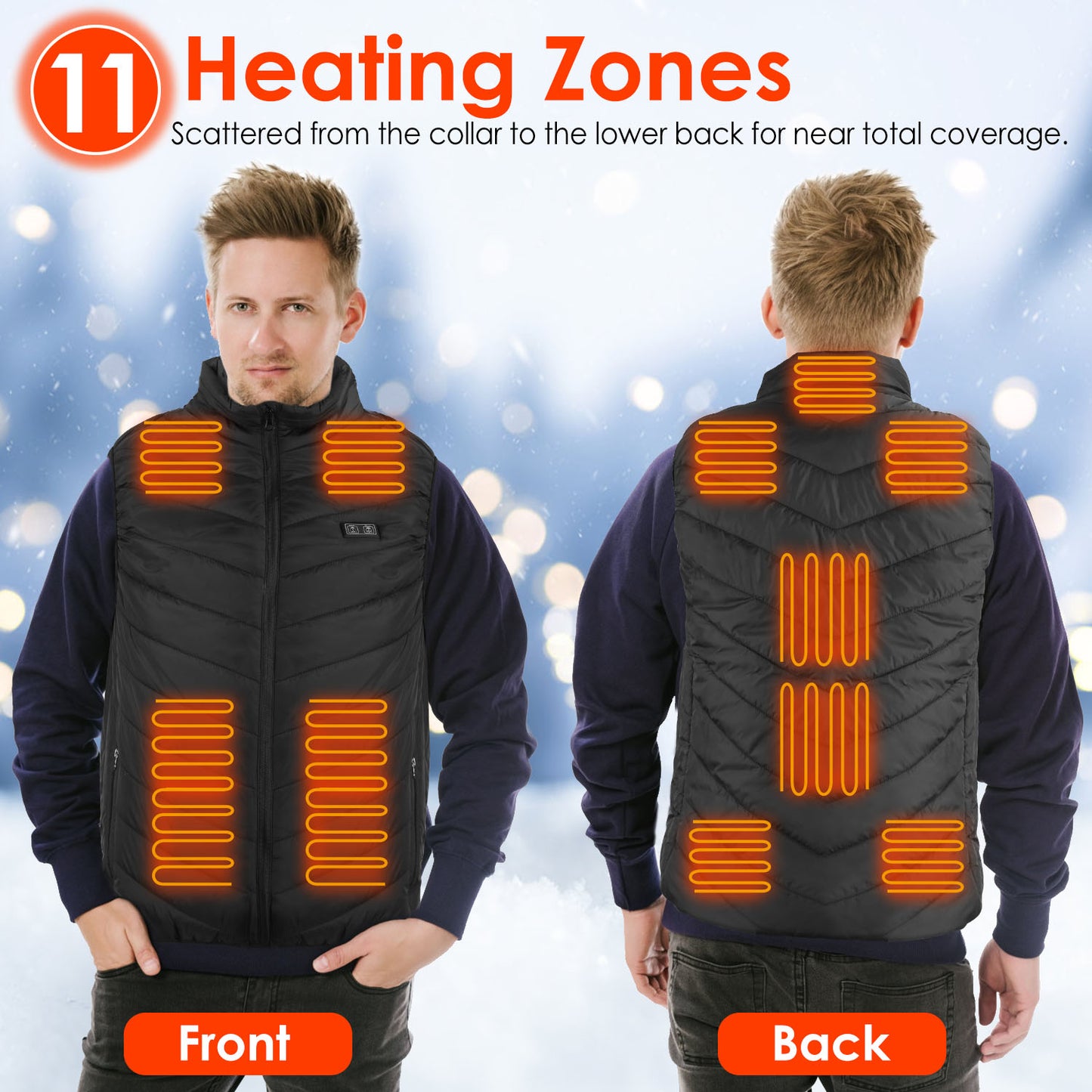 1Pc Heated Vest Electric USB Jacket Men Women Heating Coat Thermal Body Warmer Wear With 3 Temperature Levels