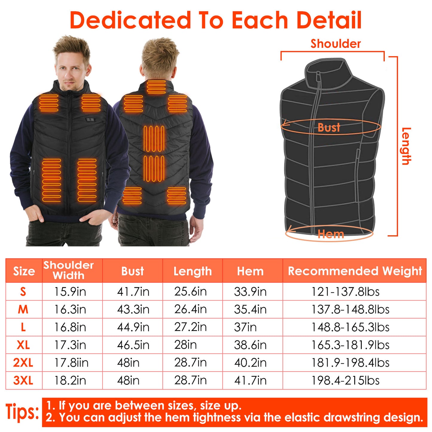 1Pc Heated Vest Electric USB Jacket Men Women Heating Coat Thermal Body Warmer Wear With 3 Temperature Levels